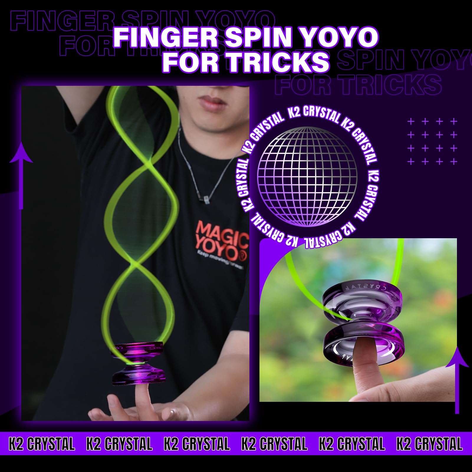 MAGICYOYO K2 Crystal bearing close-up highlighting precision for smooth play.