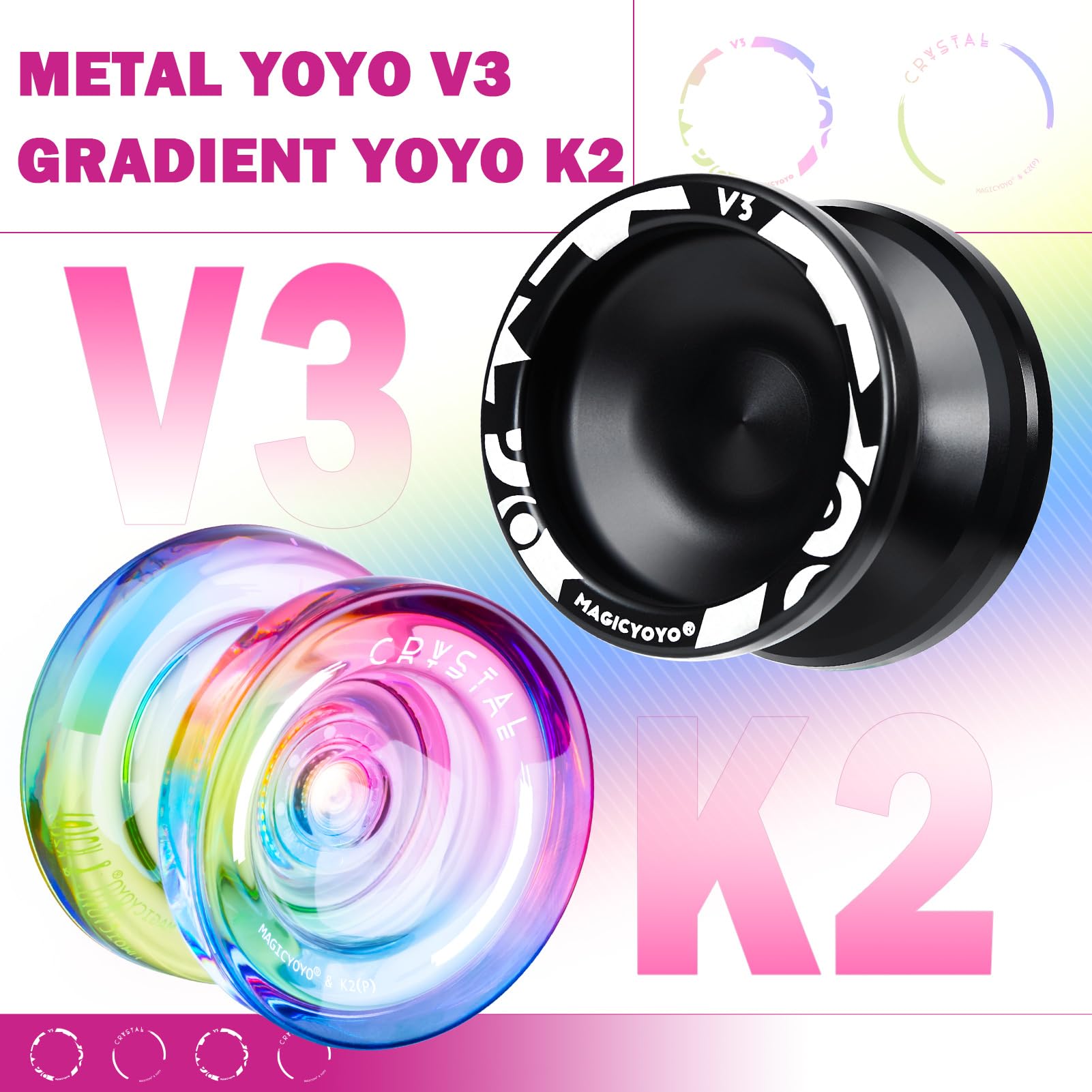 MagicYoyo K2 Crystal Gradient yoyo with vibrant finish for dynamic practice