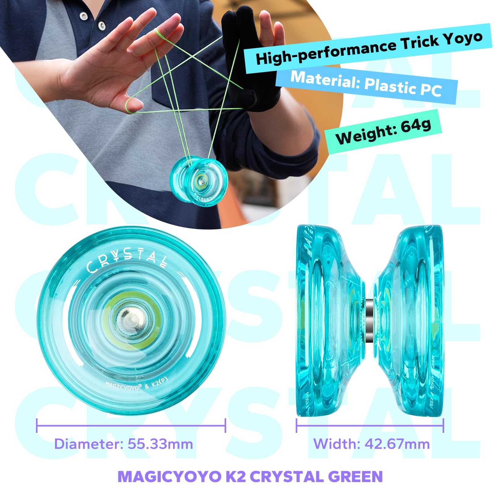 MAGICYOYO K2 Crystal Green included strings support quick string changes during practice.