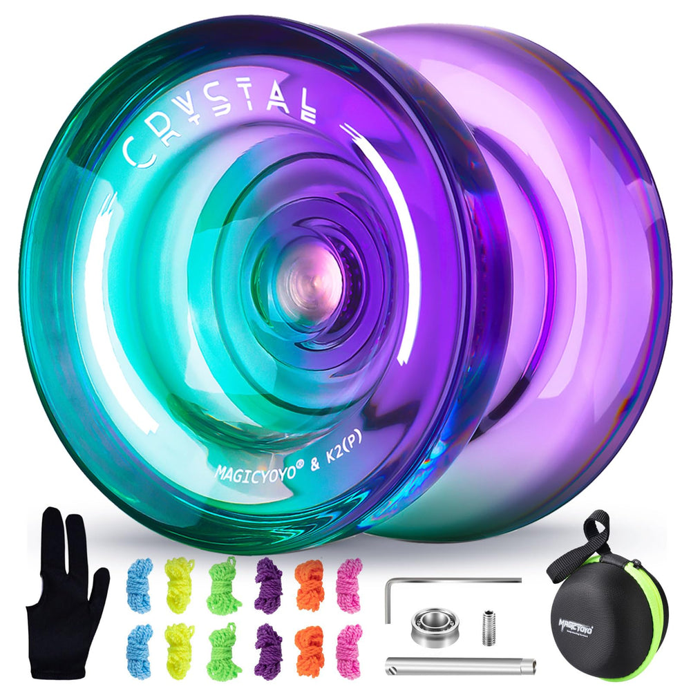 MAGICYOYO K2 crystal green-purple responsive yoyo for beginners with smooth returns.