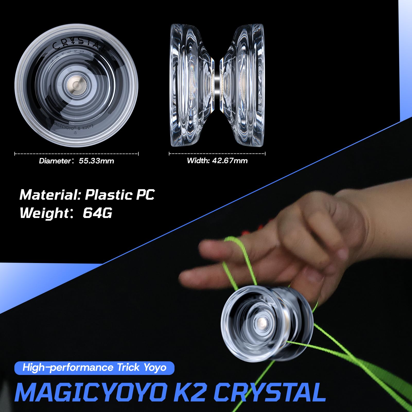 MAGICYOYO K2 Crystal White durable PC plastic for long-lasting play