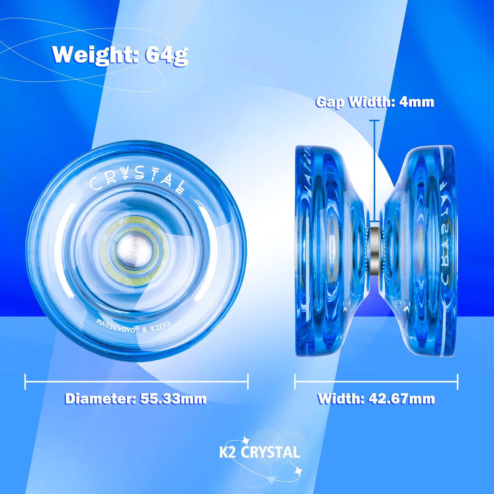 MagicYoyo K2 crystal yoyo blue packaging contents with carry bag included.