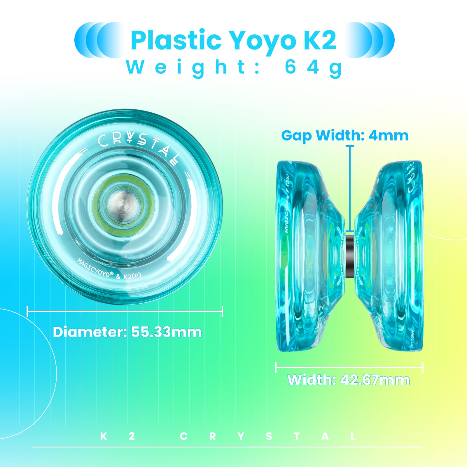 MAGICYOYO K2 Crystal Yoyo durable plastic in vibrant green finish during play