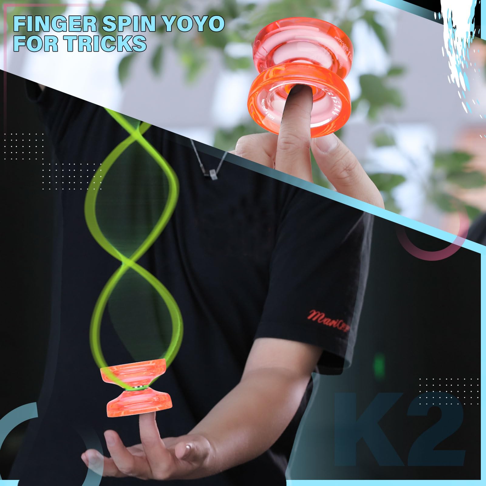 MAGICYOYO K2 Plus Crystal Orange spin action demonstrates smooth tricks and finger spins