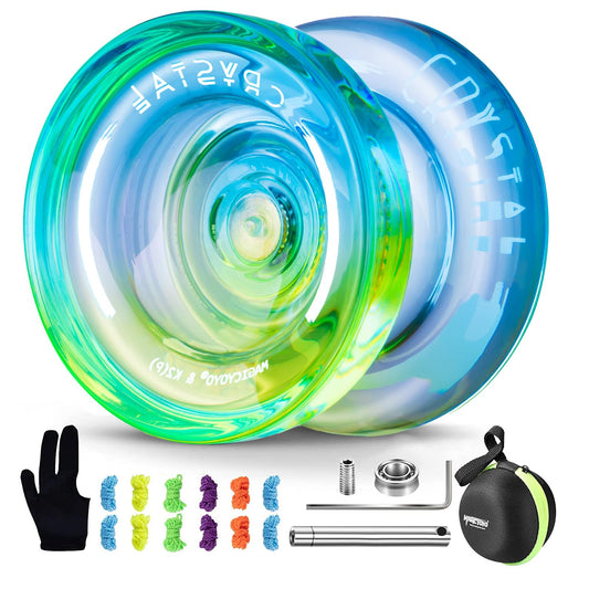 Magicyoyo K2 responsive yoyo in blue-yellow crystal gradient for easy returns and beginner play.