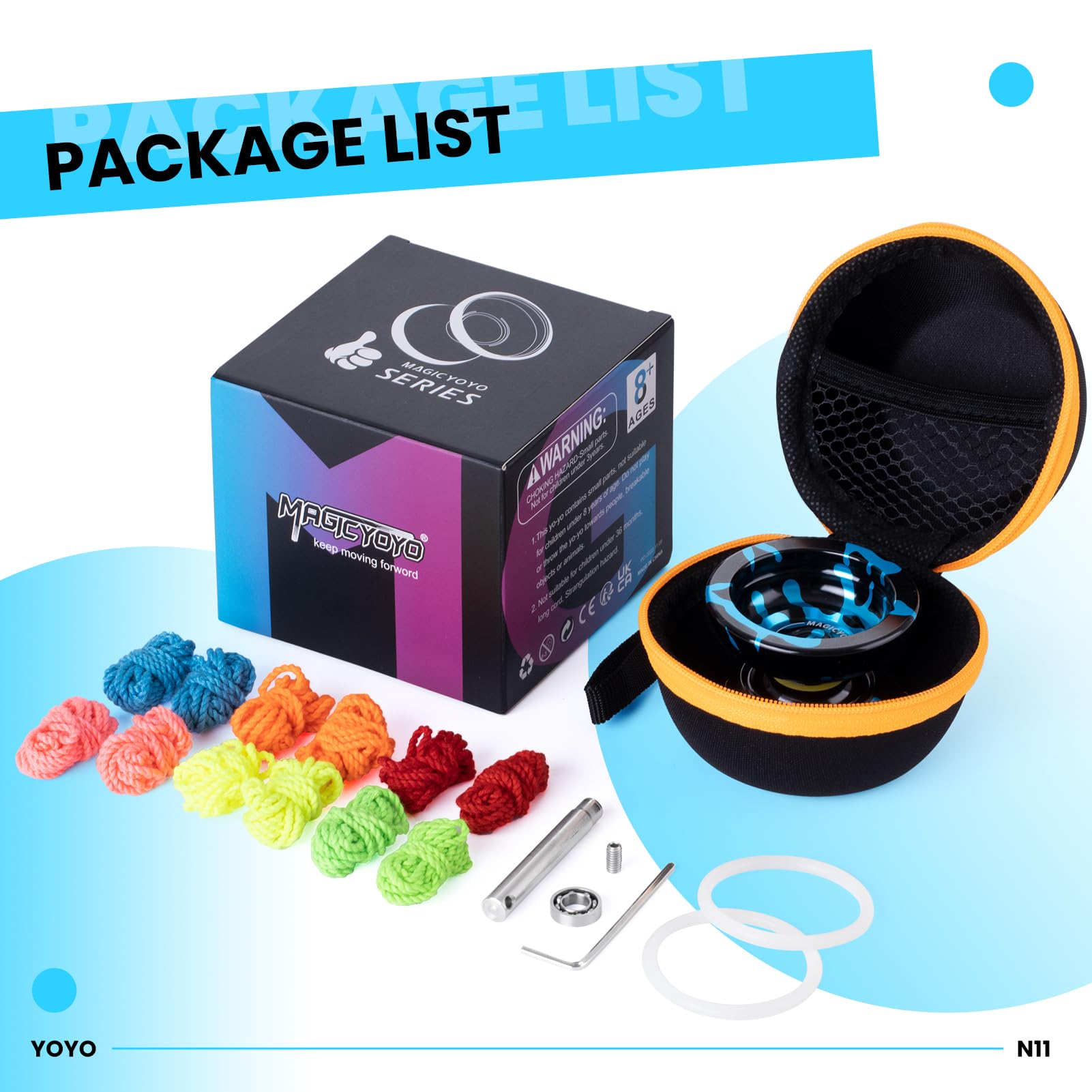 MAGICYYO N11 black blue metal yoyo: durable finish with premium look.