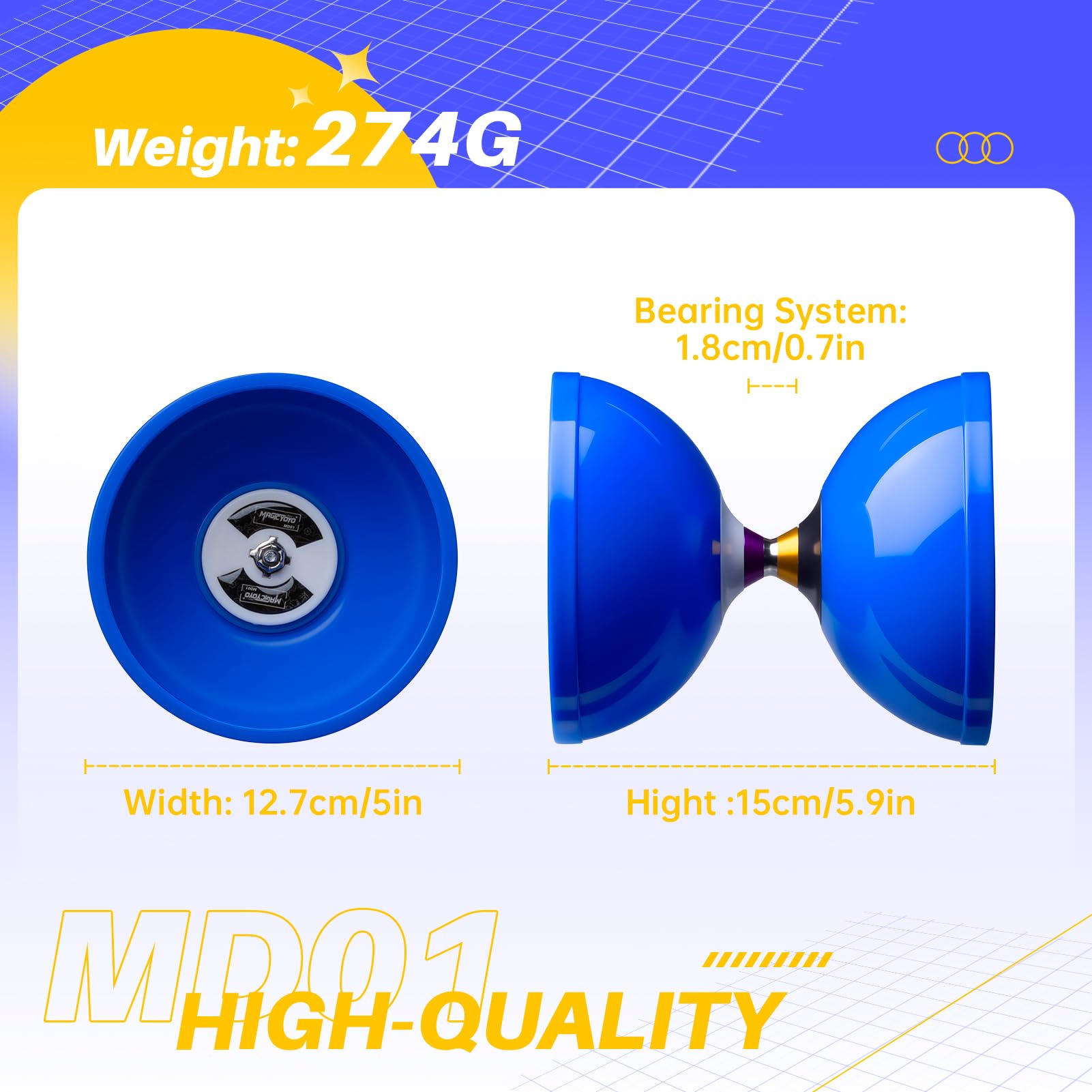 MAGICYOYO Pro blue strings adjustable for player height and style
