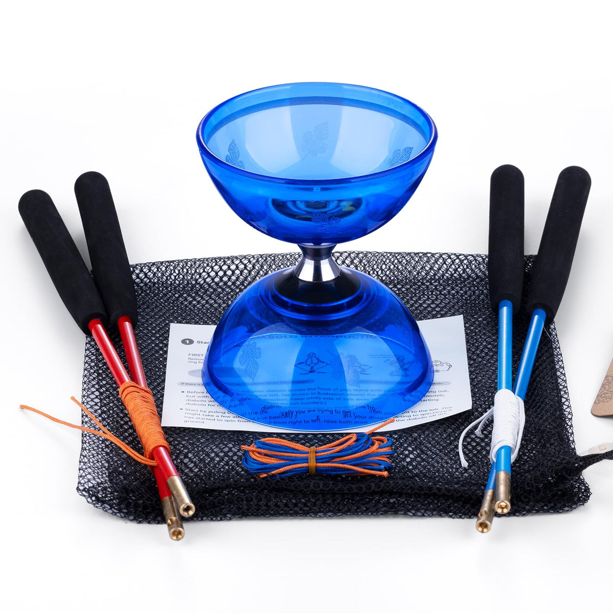 MAGICYOYO Pro triple bearing diabolo blue front view shows smooth spins and control.