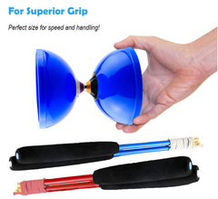 MAGICYOYO Pro blue diabolo side view shows balanced design for easy throws