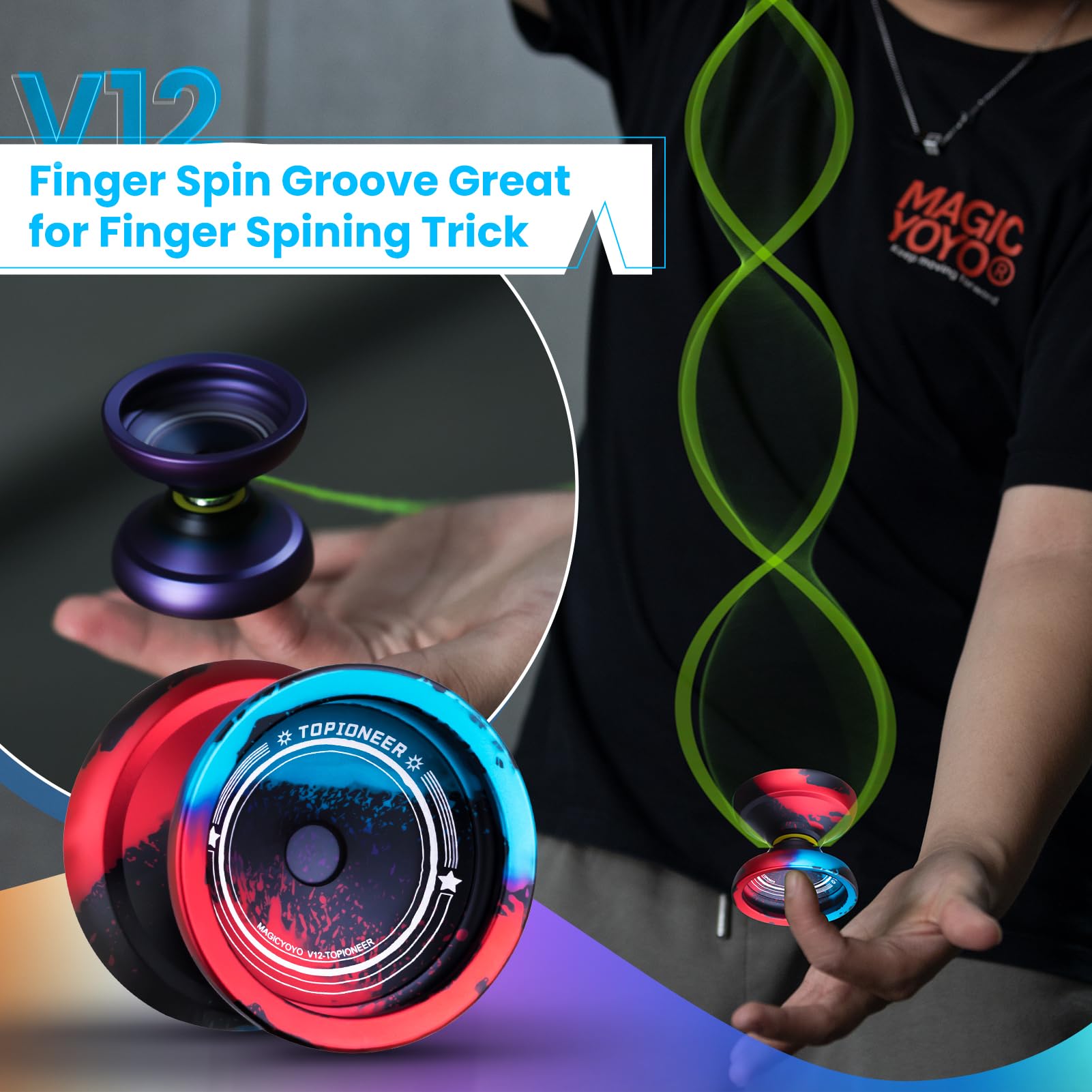 MAGICYOYO V12 edge design with inner groove supports hook finger spins.