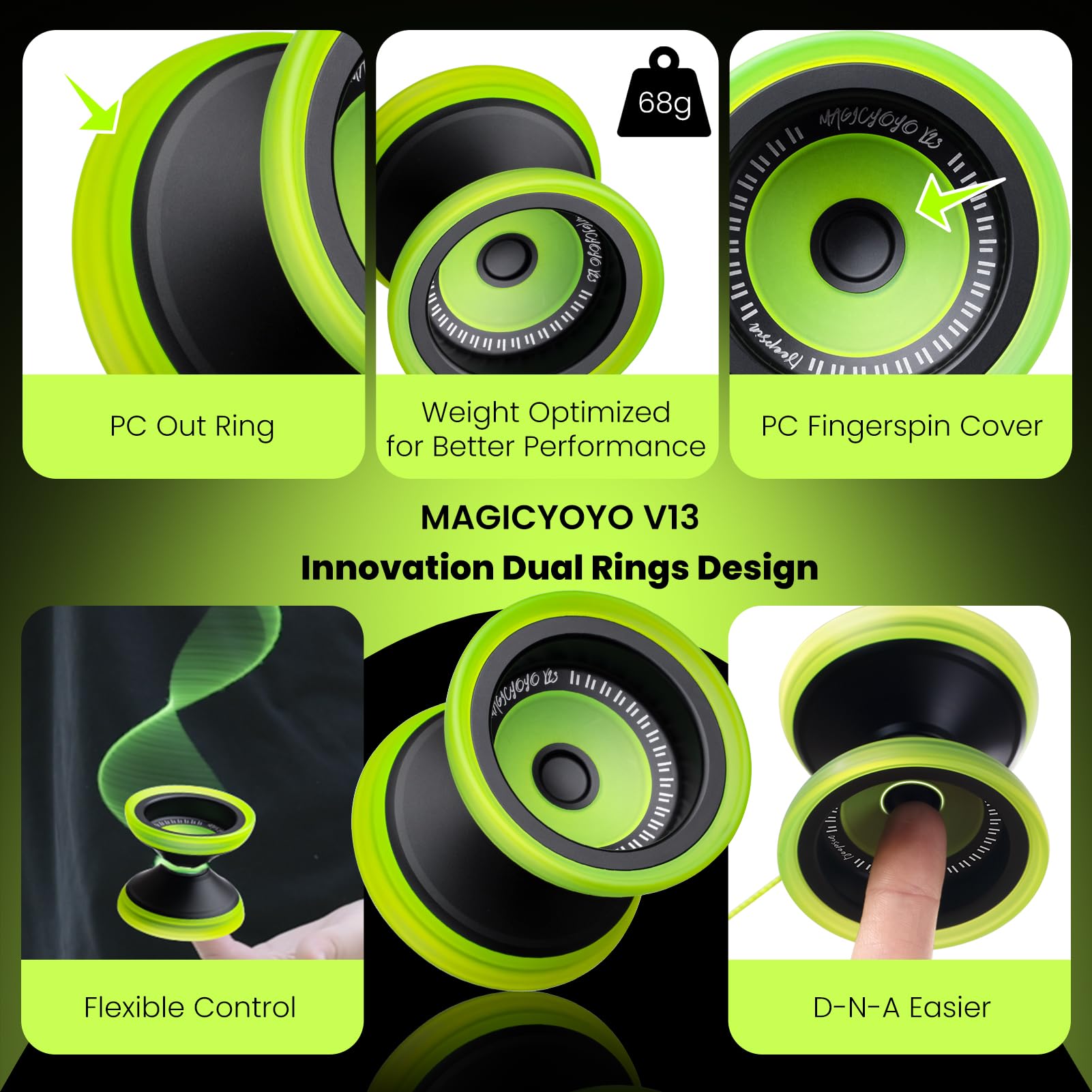 MAGICYOYO V13 Deepspin finger-spin cap enables precise fingertip tricks.