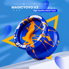 MAGICYOYO V3 blue gold splash side view ideal for practicing tricks and transitions