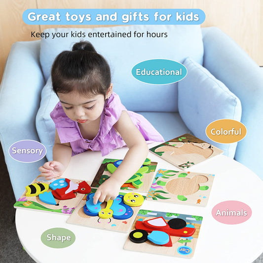 MAGIFIRE wooden toddler puzzle with bright vehicle shapes for fine motor play