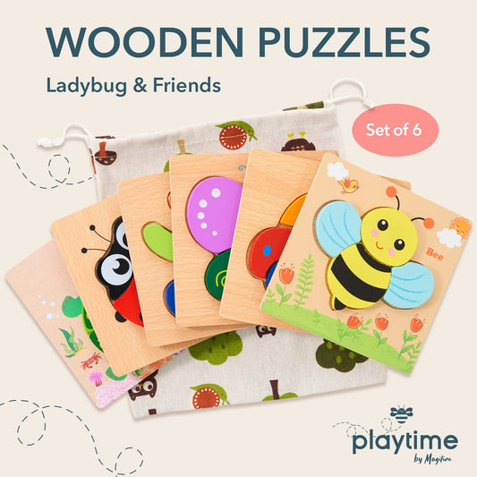 MAGIFIRE wooden puzzle train for toddlers improves problem solving through play.