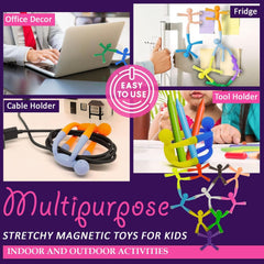 MAGMEN poseable-limb figures showcase magnetic connections for towers and chains.