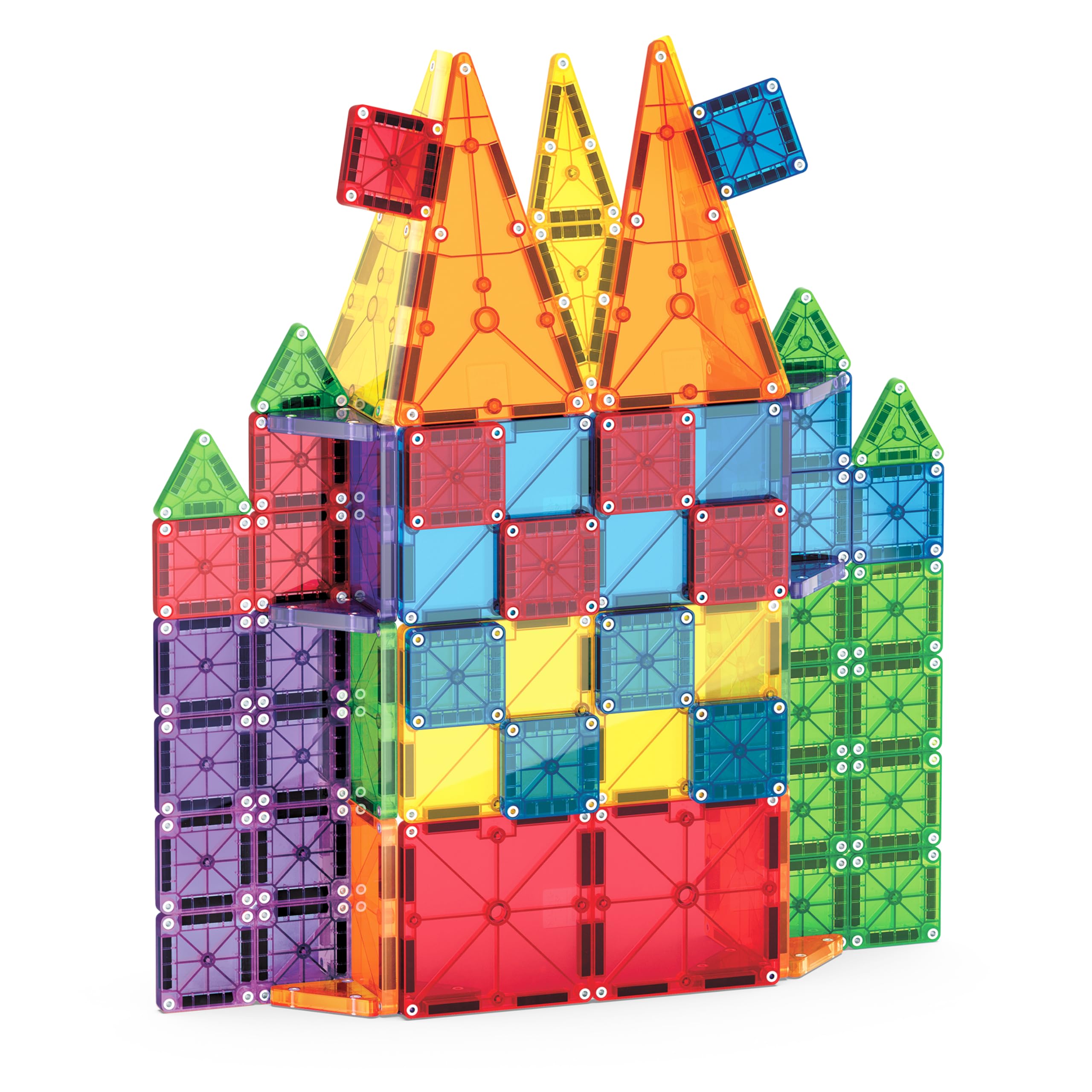 Durable magnets click securely on MAGNA-TILES for steady, confident builds.