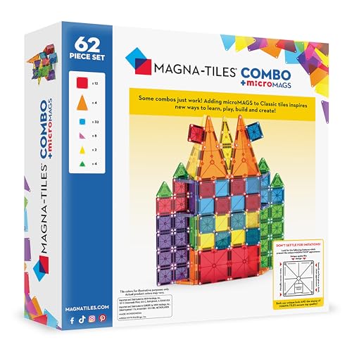 MAGNA-TILES combo microMAGS tiles enabling intricate mini-builds and fine motor practice.
