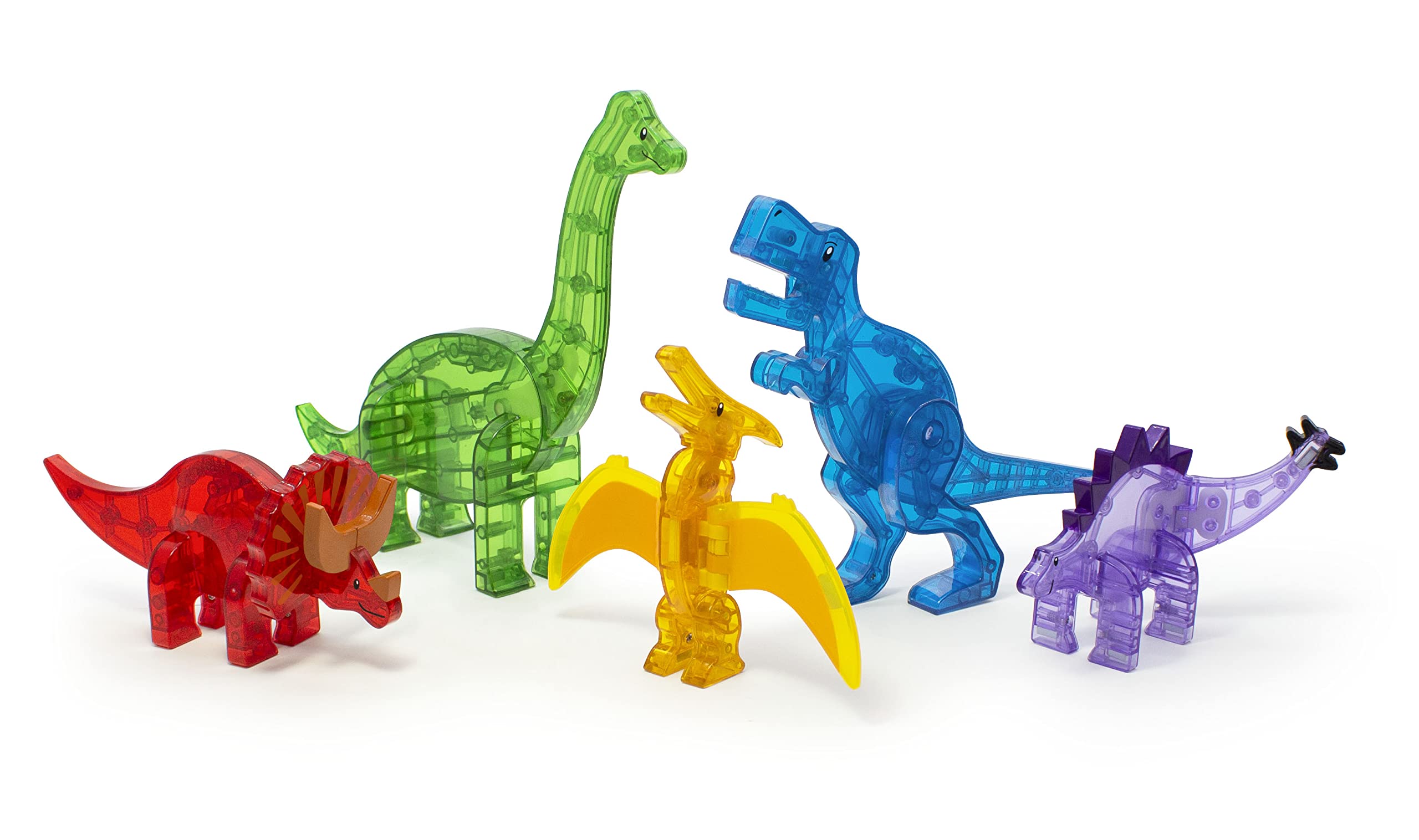 MAGNA-TILES Dinos Pteranodon yellow figurine in flight-ready pose for aerial builds