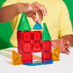MAGNA-TILES microMAGS next to classic tiles showing full compatibility benefit