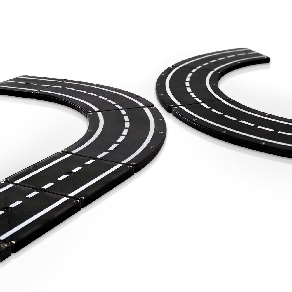 Magnetic connectors in MAGNA-TILES XTRAS Roads enable quick reconfigurations.