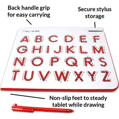 Magnatab intuitive arrows guide letter formation step by step.