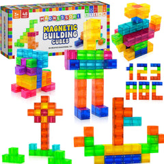 MAGNESSORI 48PCS blocks on display for interactive learning and imaginative play