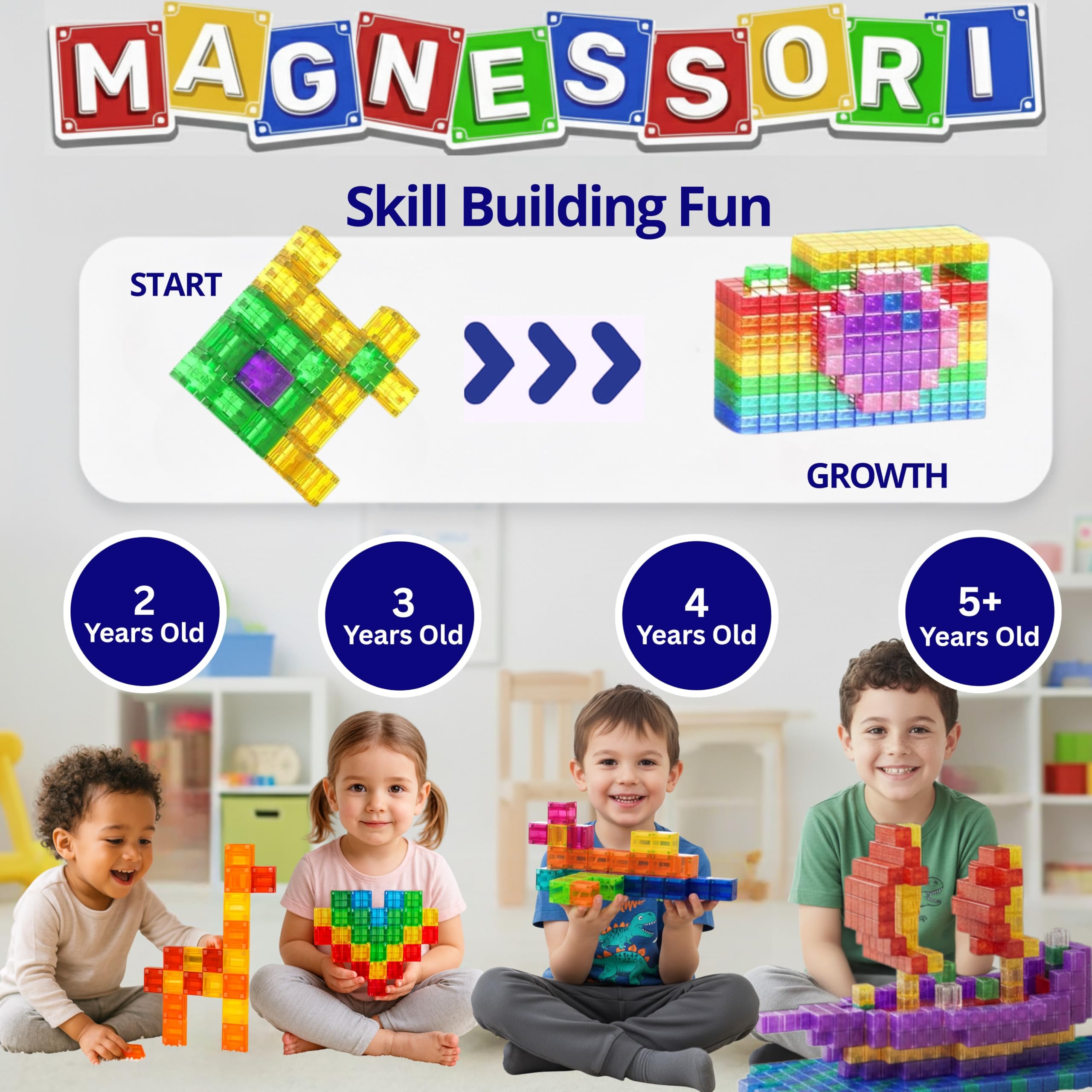 MAGNESSORI durable ABS plastic ensures safe play for little hands