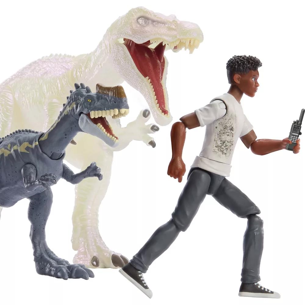 MAGNETOE Jurassic Chaos Theory Monolophosaurus figure with poseable stance for dynamic play.