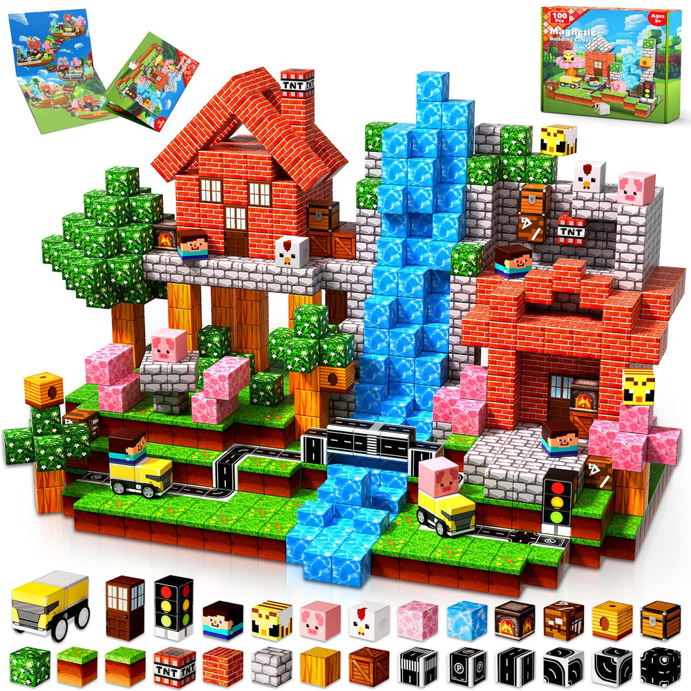 Magnetopia 100-piece magnetic blocks pack for imaginative building and STEM play