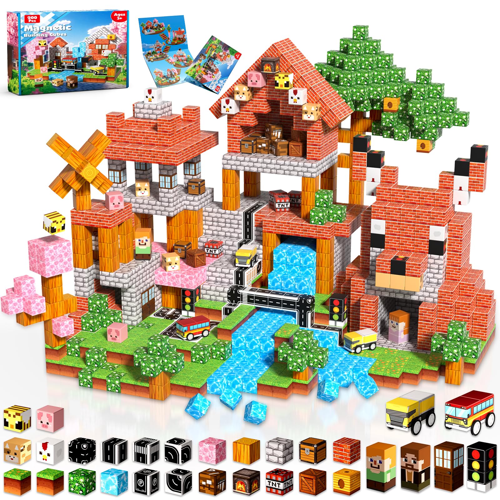 Magnetopia 200-piece blocks in a wide shot for creative building
