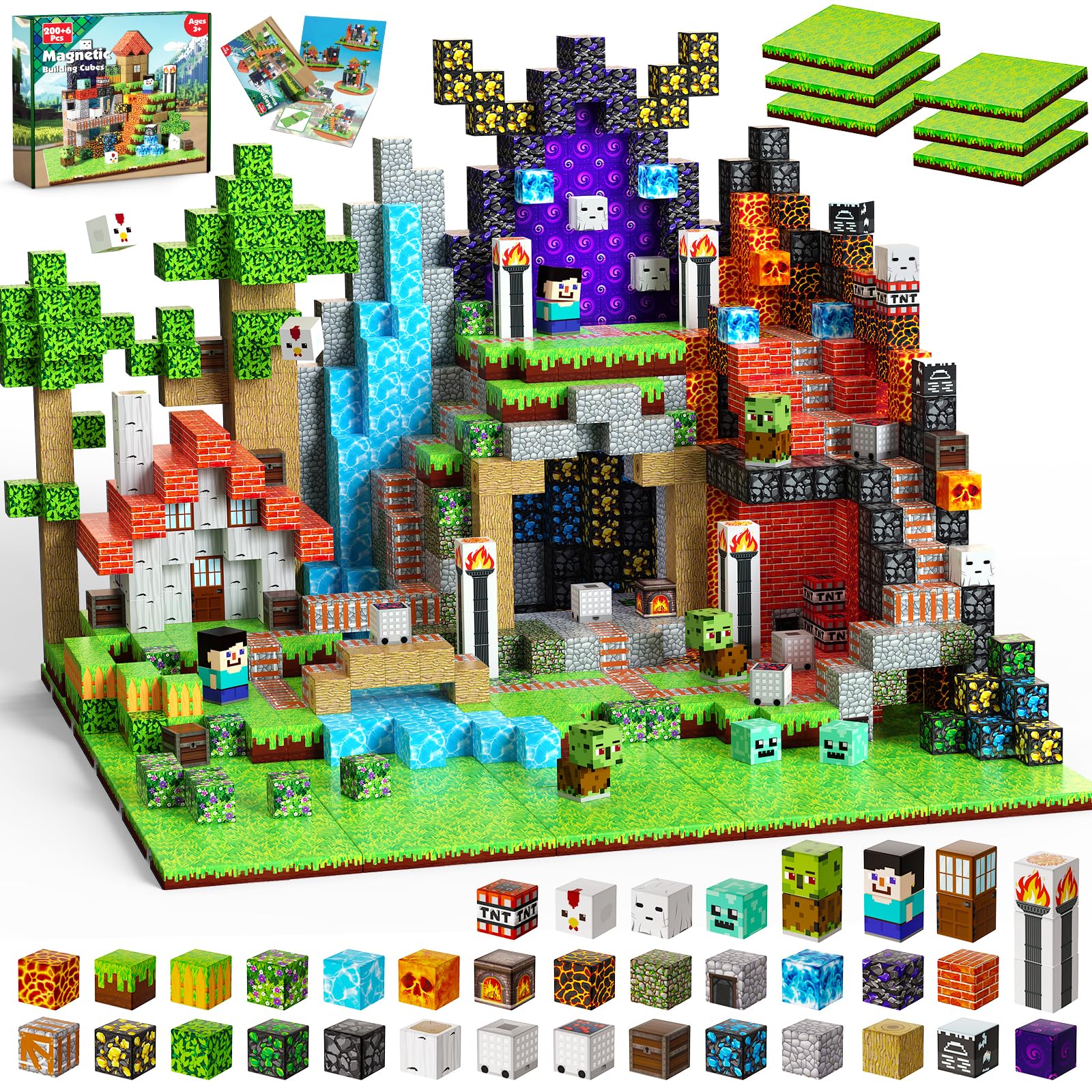 Magnetopia 200pcs magnetic blocks for imaginative STEM building and exploration.