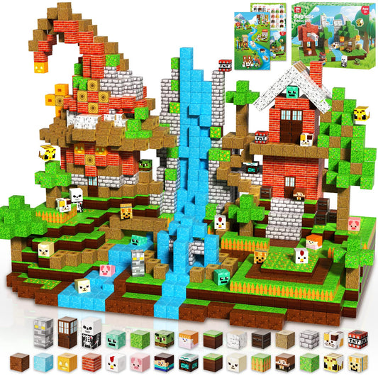 Magnetopia 300-pcs magnetic blocks in a box for creative play and motor skills.