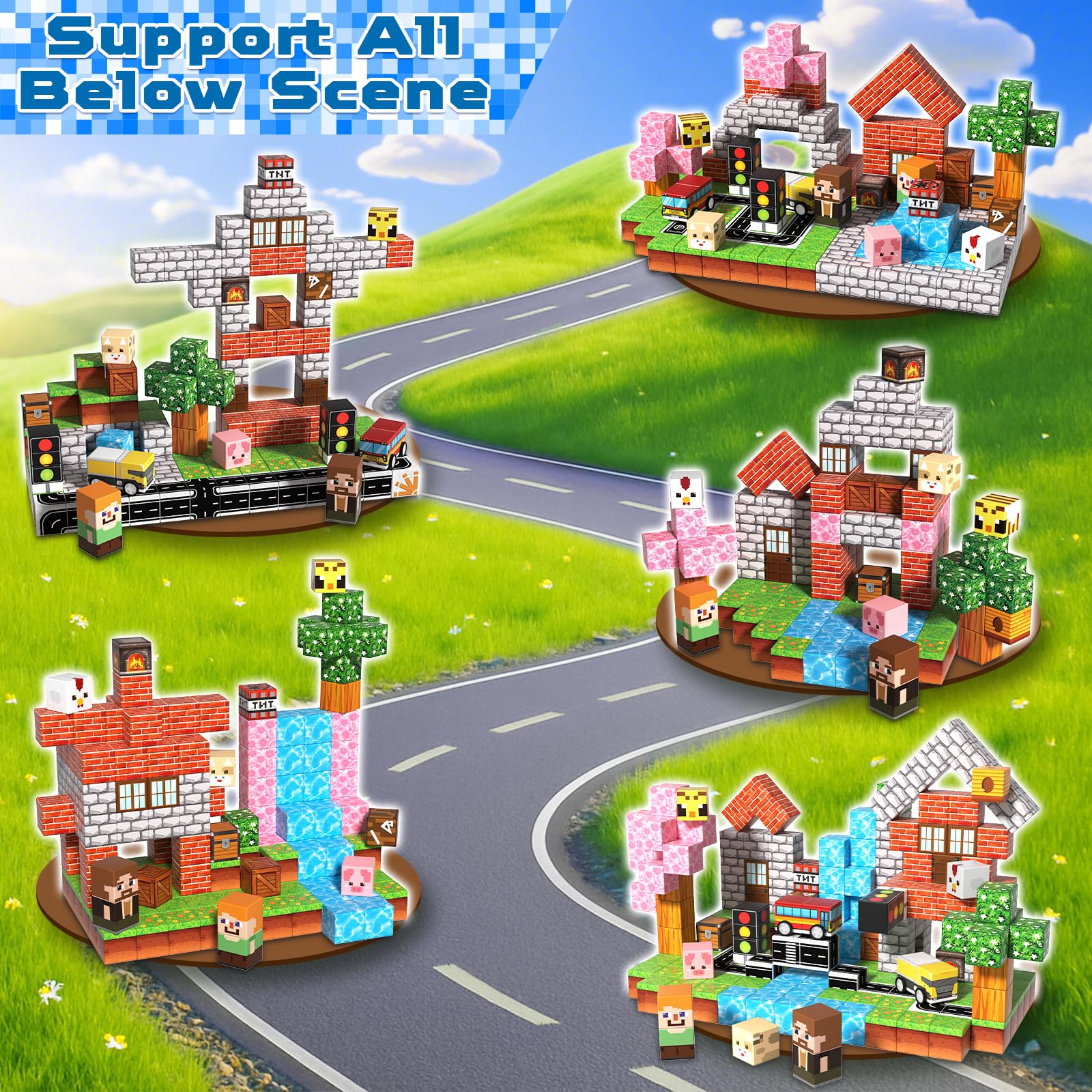Child building a castle with Magnetopia blocks to develop fine motor skills