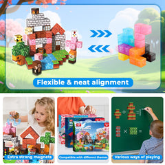 Children sharing magnets to build together with Magnetopia blocks