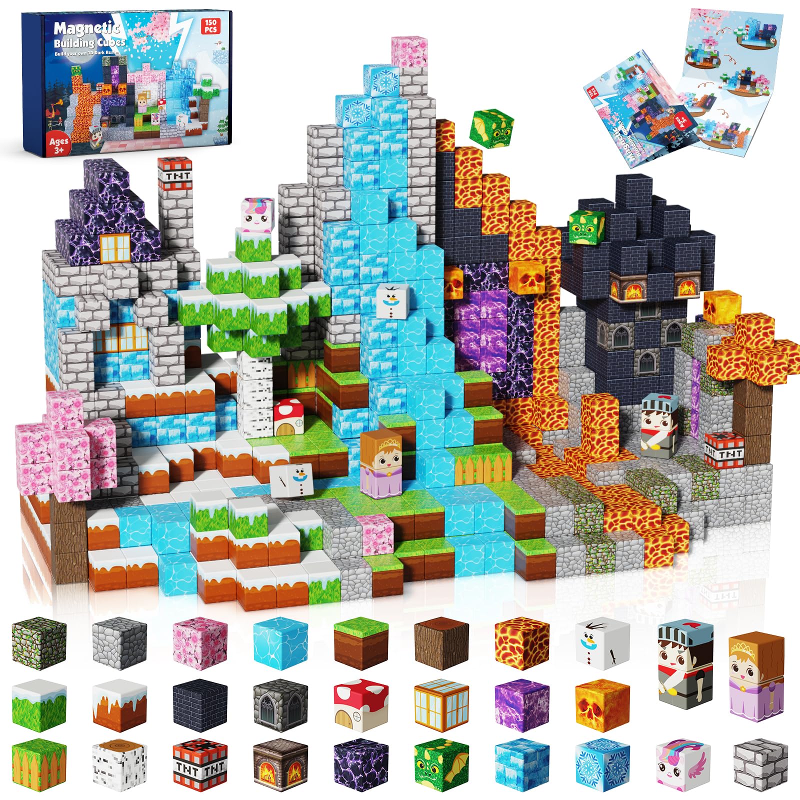 Magnetopia magnetic blocks in a Dark Forest Castle layout for imaginative building play.