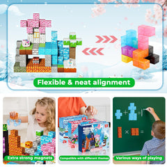 Magnetopia family building with magnets, encouraging cooperative play and bonding.