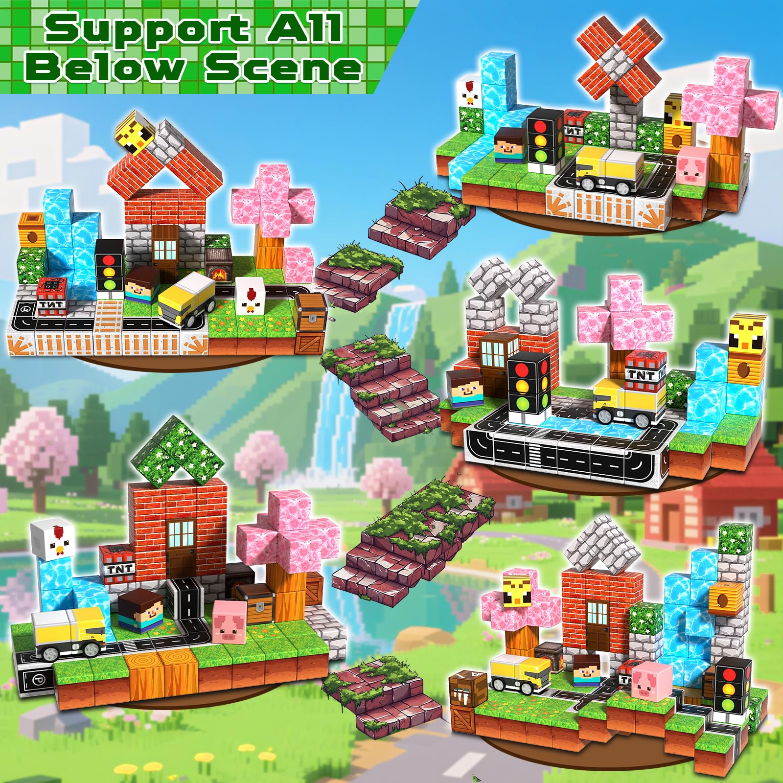 Garden and farm themed Magnetopia blocks for pretend play and storytelling