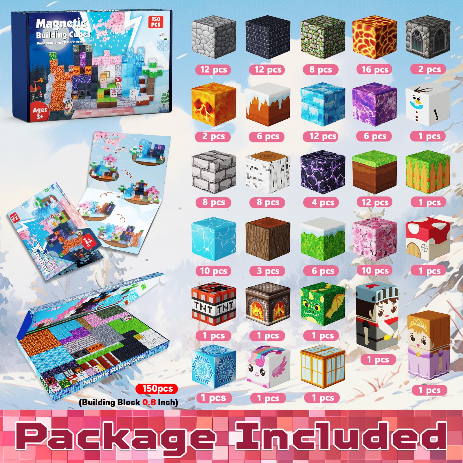 Magnetopia colorful cubes assembling into a Glacier Castle setup, showcasing creativity.