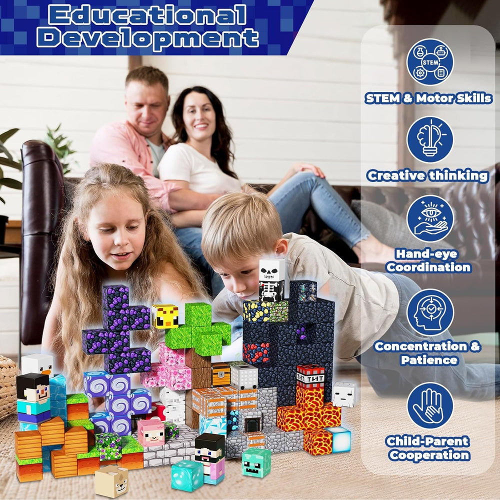 Magnetopia 150-piece set displayed with color variety to inspire architectural play.