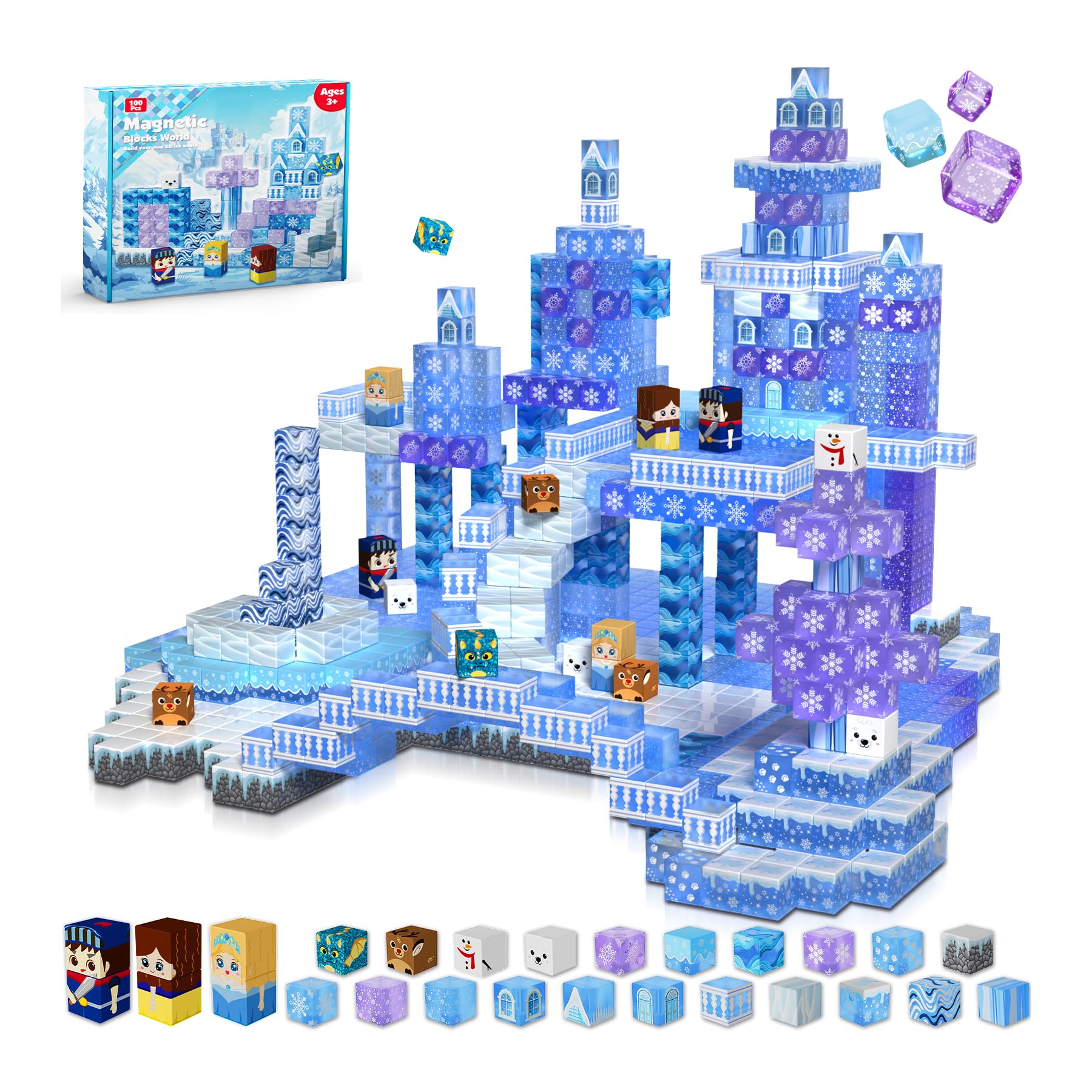 Magnetopia blue castle blocks inspire imaginative play and fine motor skills.