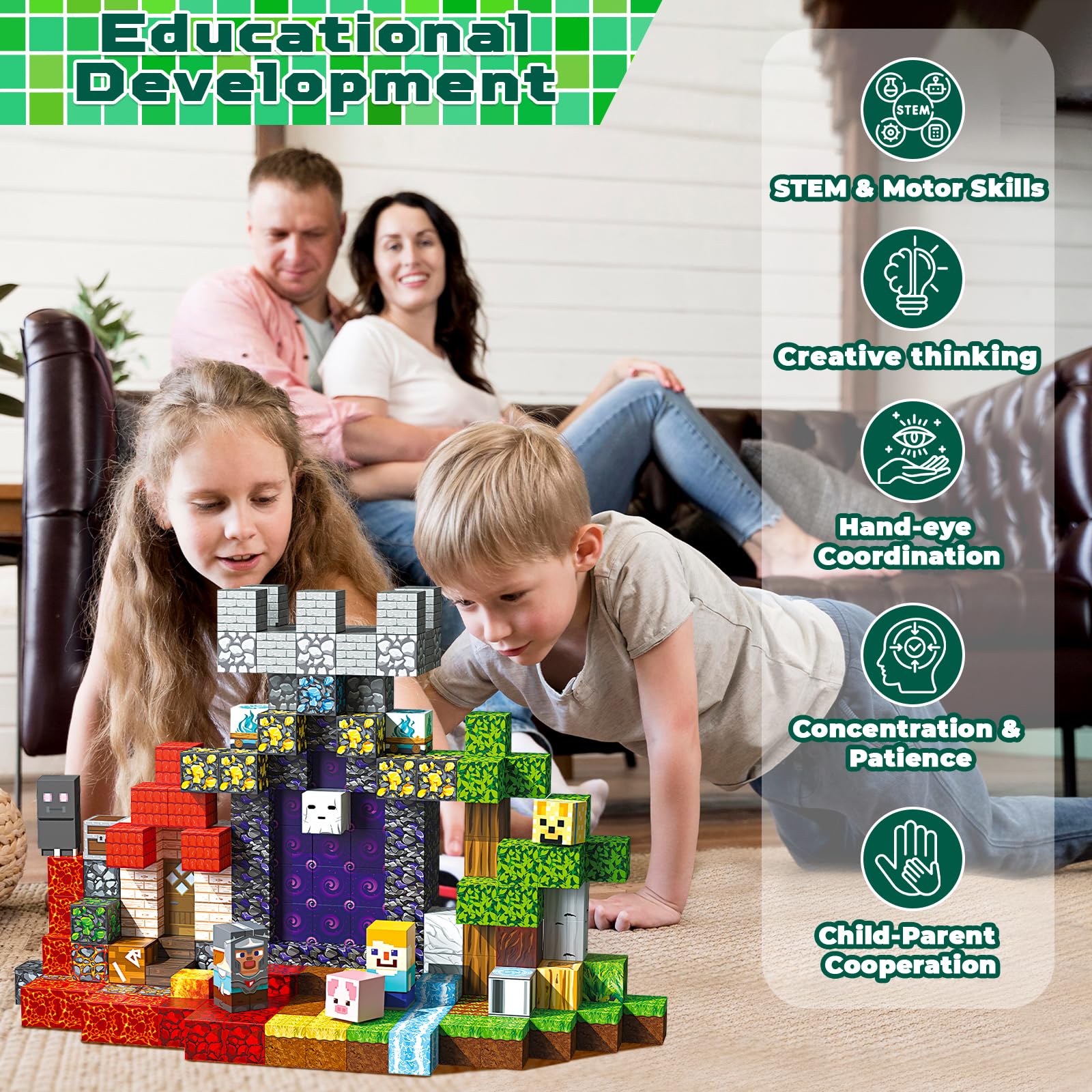Magnetopia magnetic blocks garden house: creative building and storytelling.
