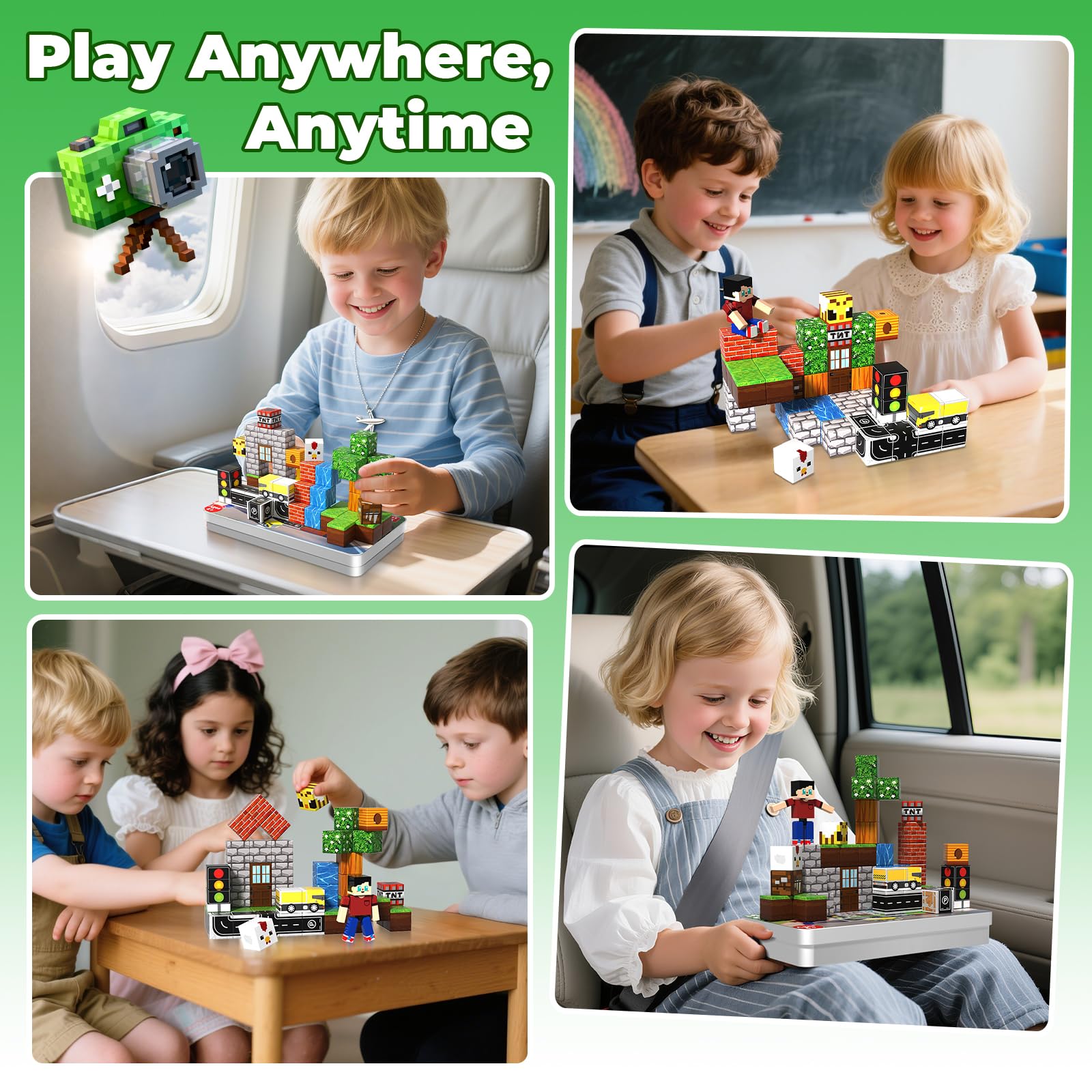 Magnetopia kid-building session on a table showing collaborative play.