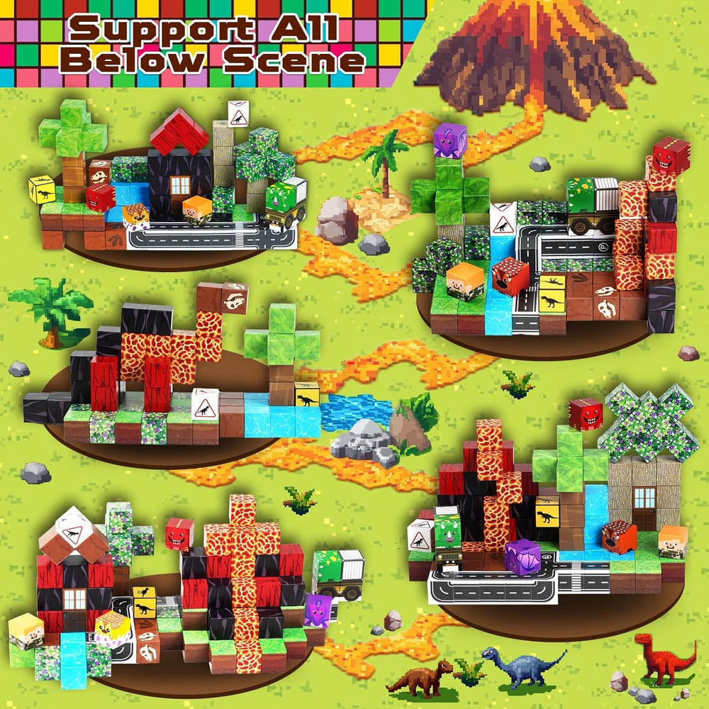 Magnetopia road-park blocks enabling roadways and cooperative play