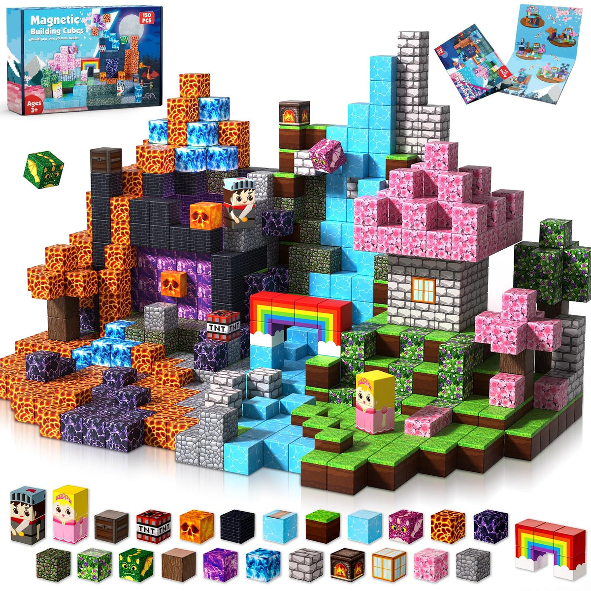 Magneverse 150-piece magnetic cubes in a display box for versatile building play.