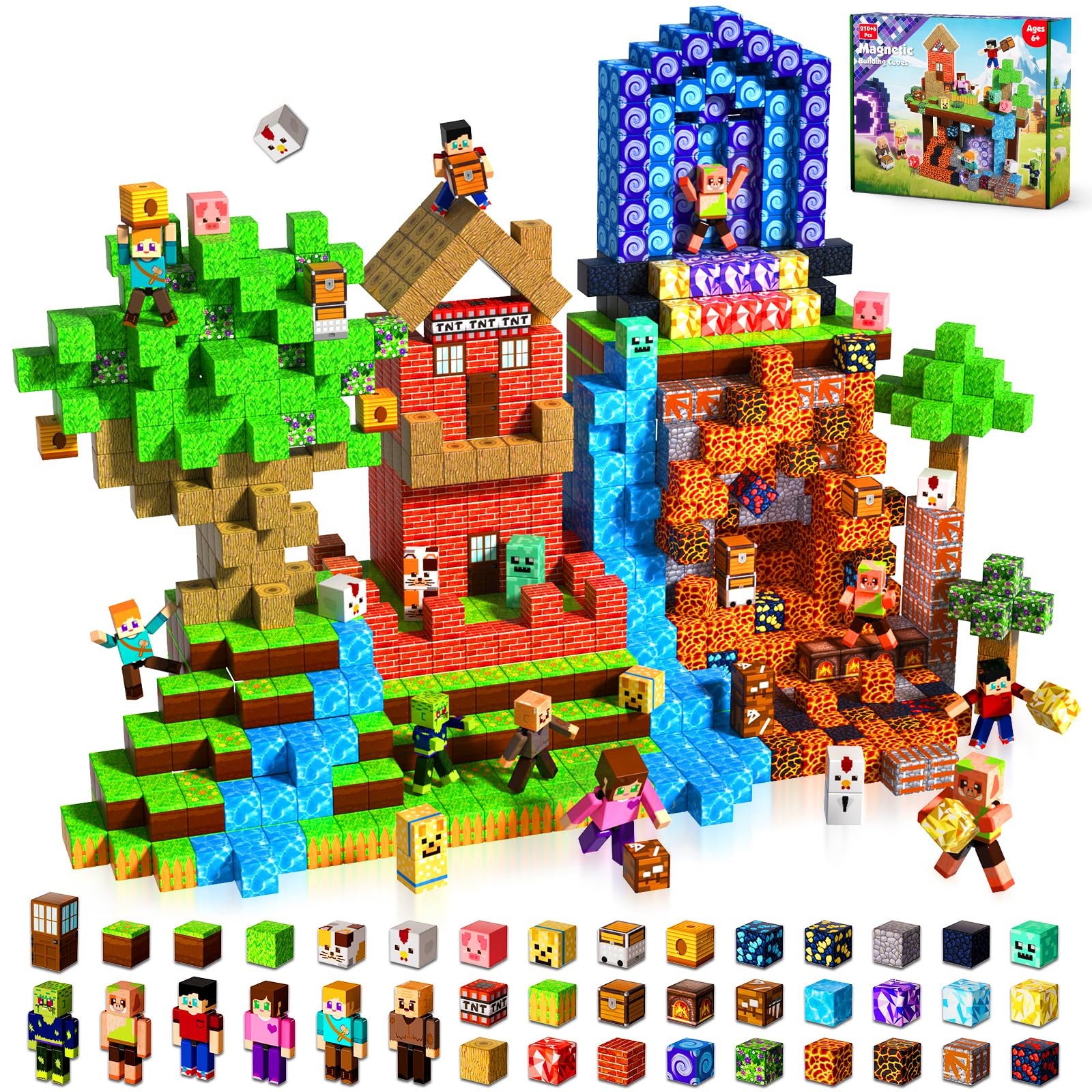 Magneverse 210-pcs magnetic blocks with storage box for organized play.