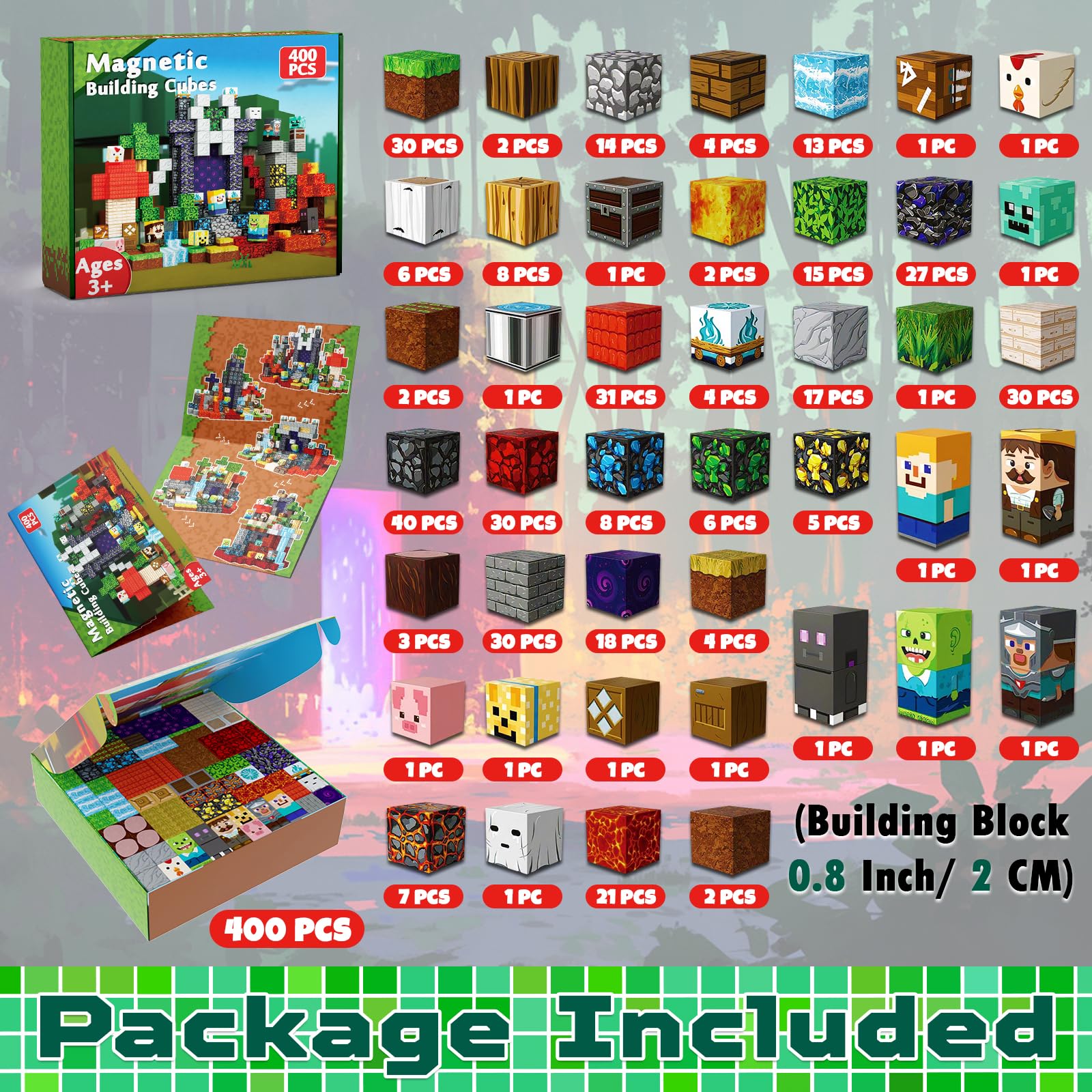 Magneverse 400 PCS lava flow blocks ideal for dynamic, colorful world-building and STEM play.
