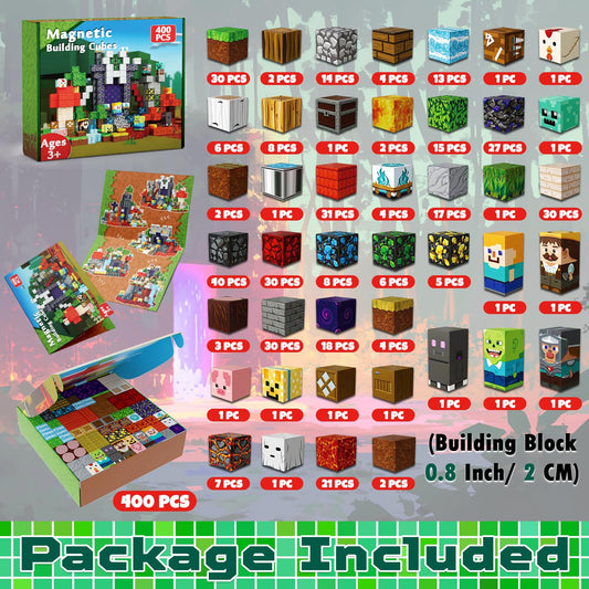Magneverse 400 PCS lava flow blocks ideal for dynamic, colorful world-building and STEM play.