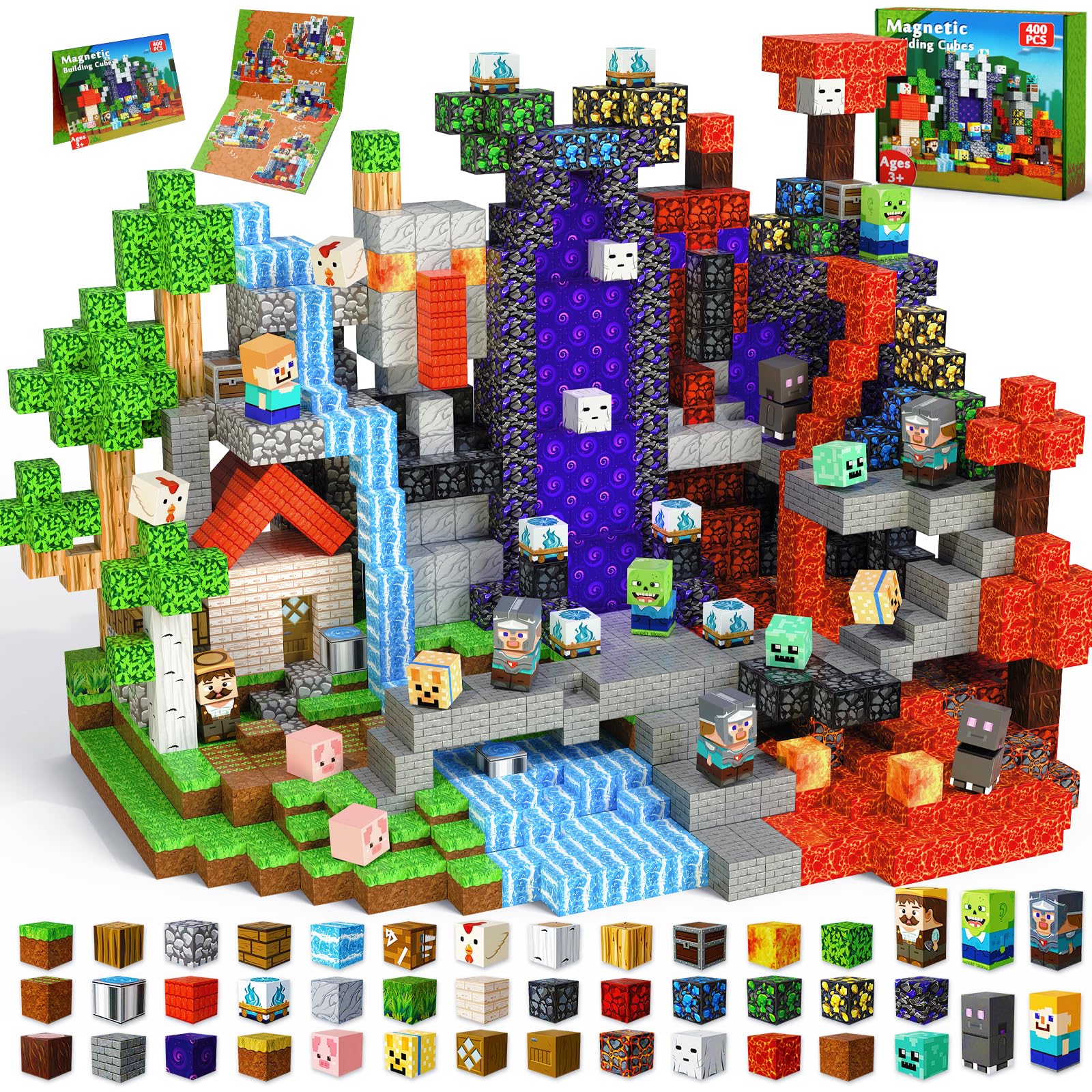 Magneverse 400 PCS red cabin build blocks for imaginative storytelling and exploration.
