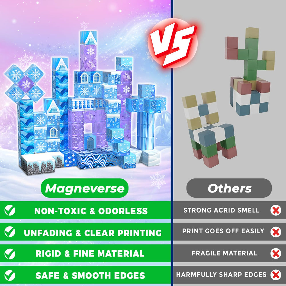 Magneverse-compatible-with-other-tiles displays expansive snowy worlds you can design.