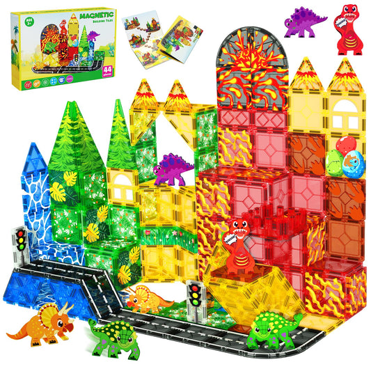 Magneverse Dinosaur Tiles Volcano Scene for imaginative volcano builds and creative play.